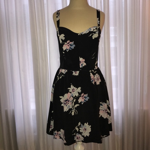 Joie Black Floral Print Fit and Flare Sundress - Picture 1 of 4
